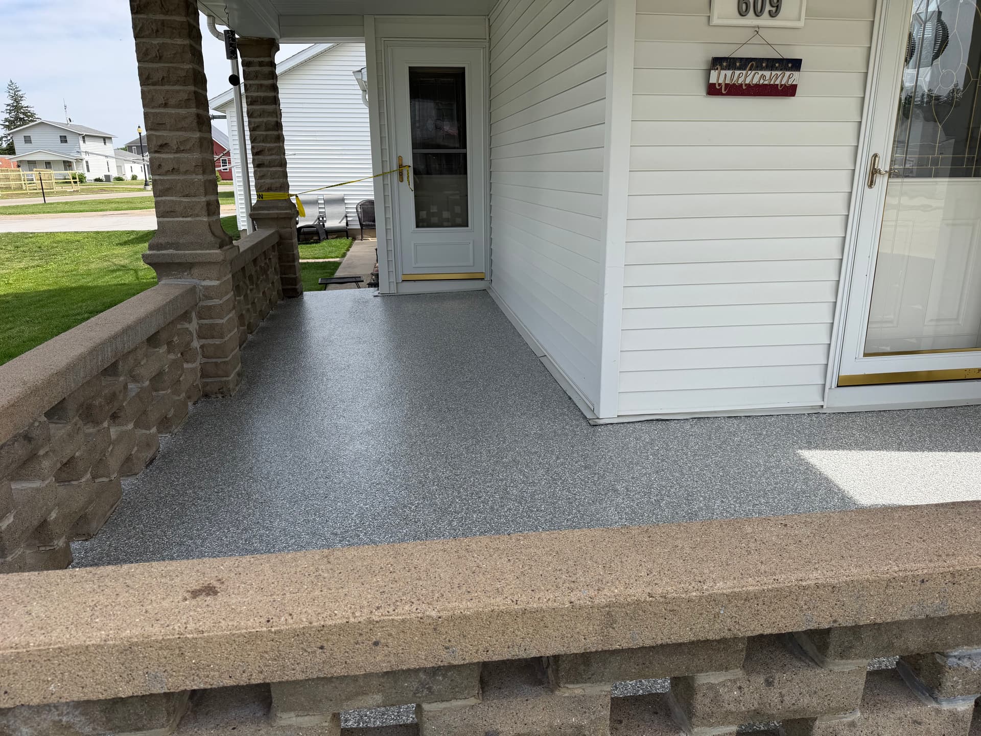 Front Porch Flake Floor System with Polyaspartic Coating