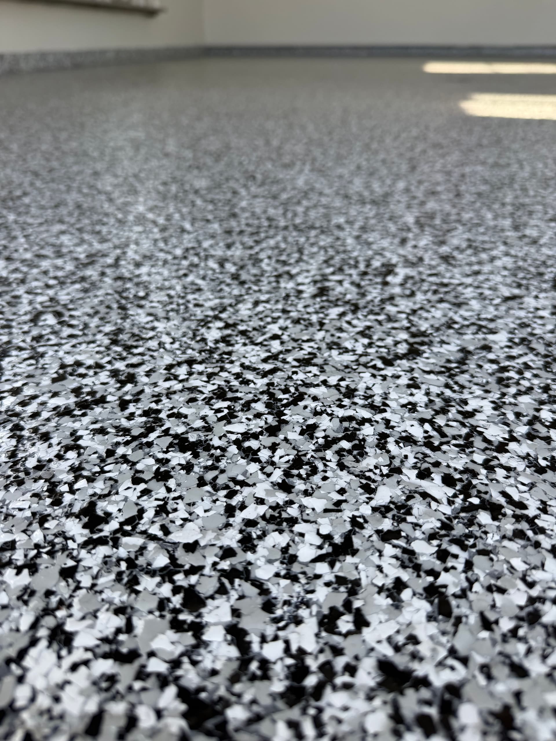 Gallery photos for 2-Stall Garage Floor Done Right with Domino Flake: Image #1