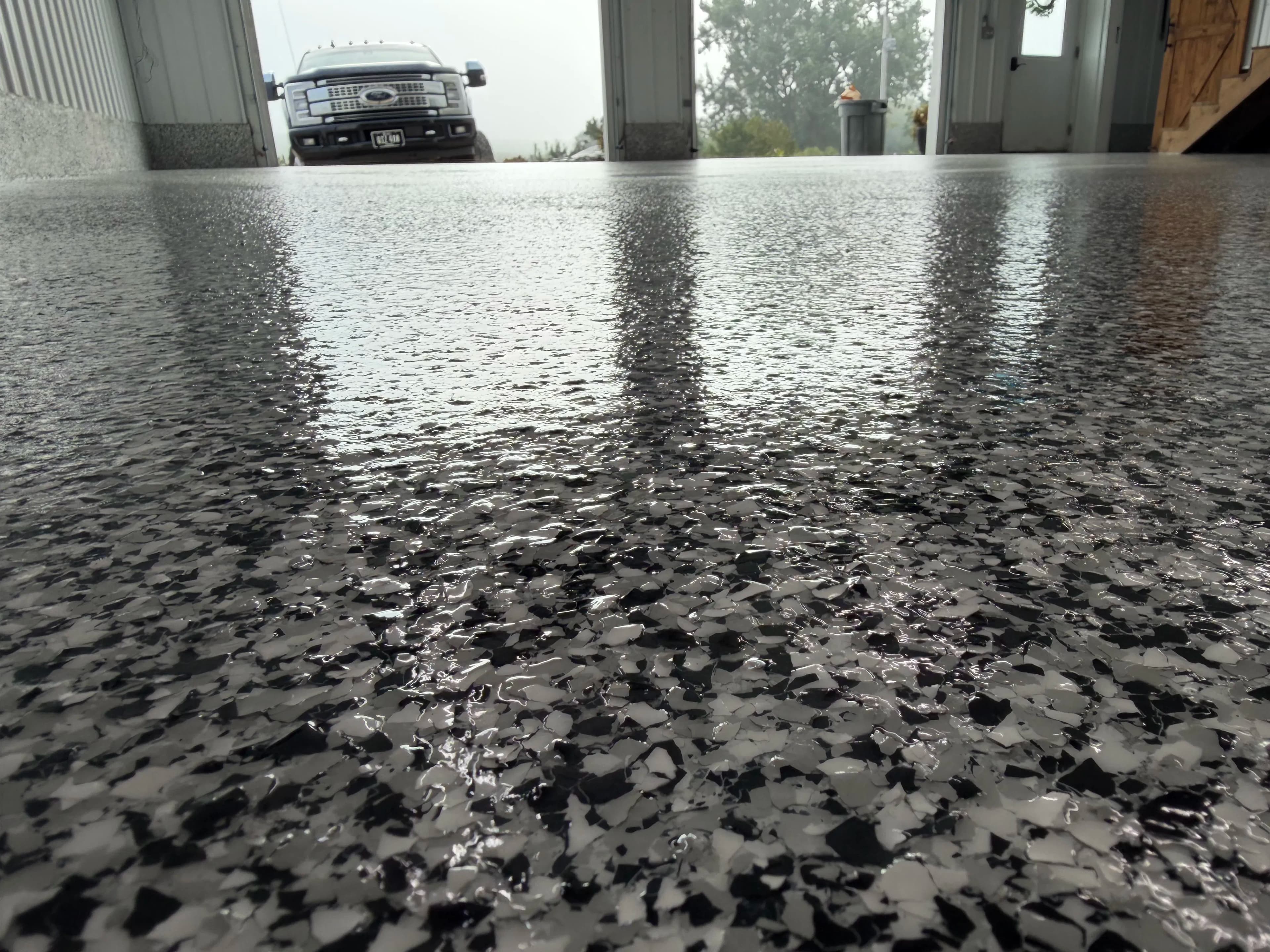 Project Domino Flake Epoxy System on a 2-Stall Garage and Steps image