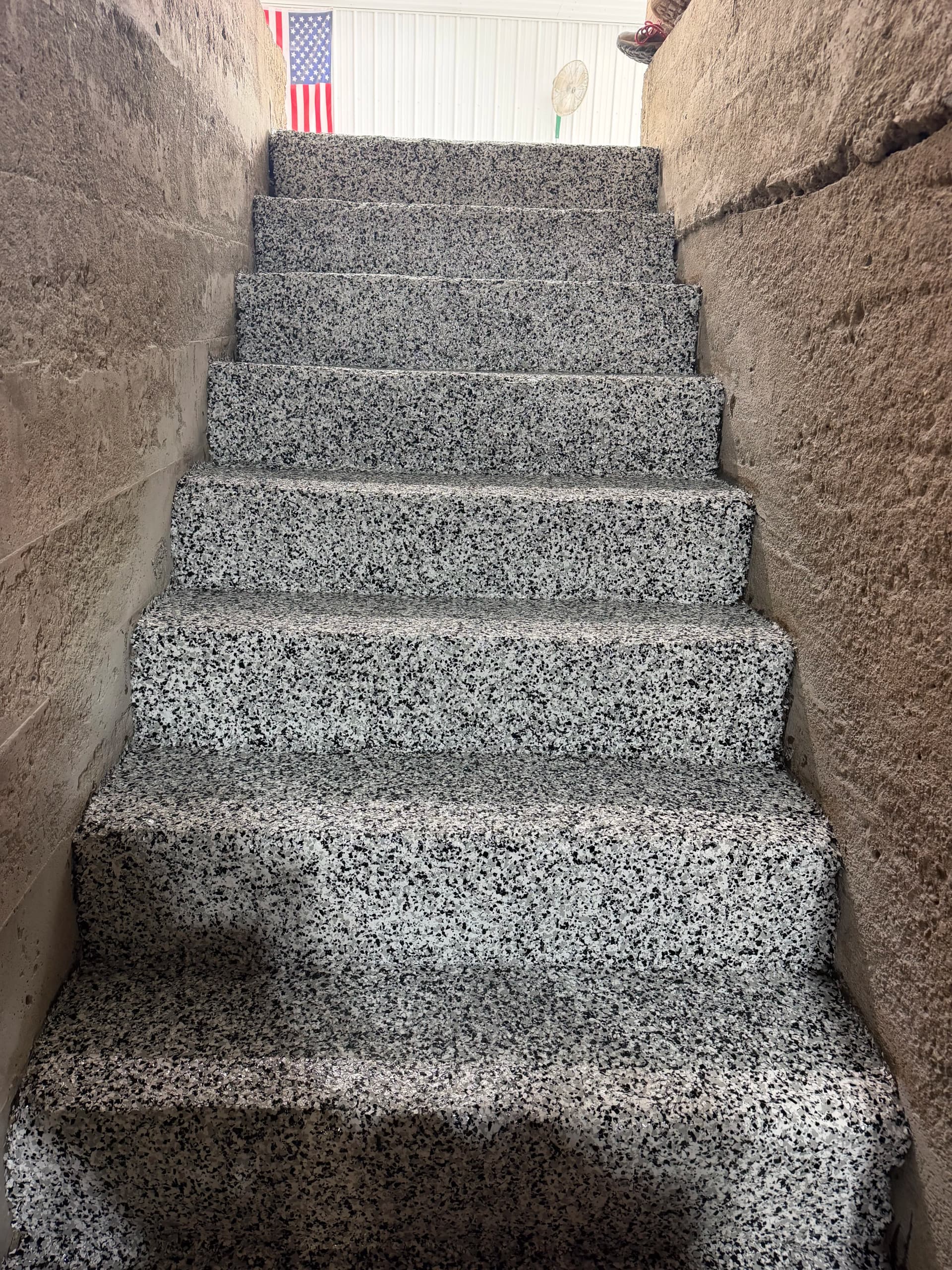 Gallery photos for Domino Flake Epoxy System on a 2-Stall Garage and Steps: Image #2