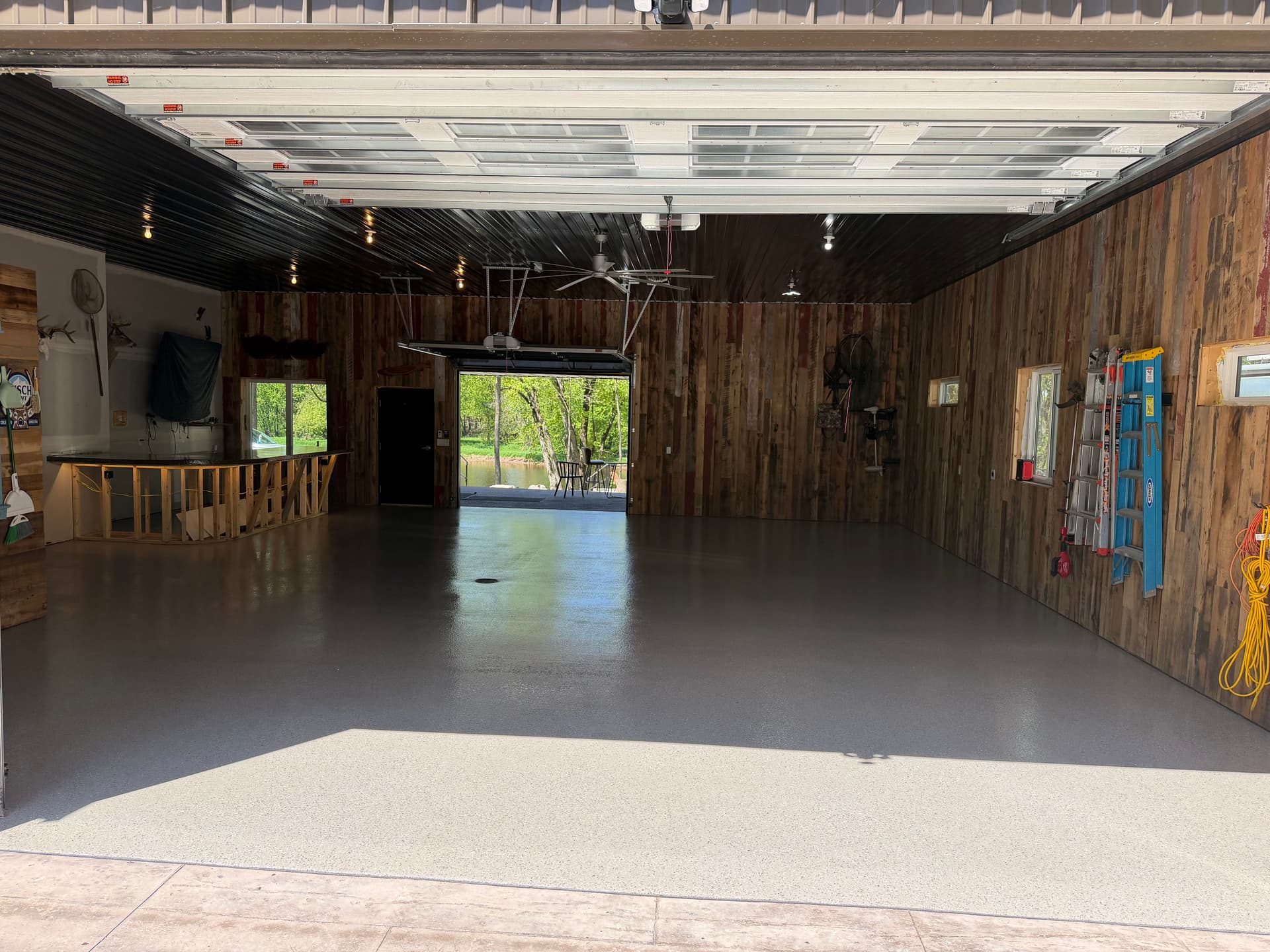 Gallery photos for Full Flake Epoxy Garage Floor with Semi-Polished Bar Top: Image #6