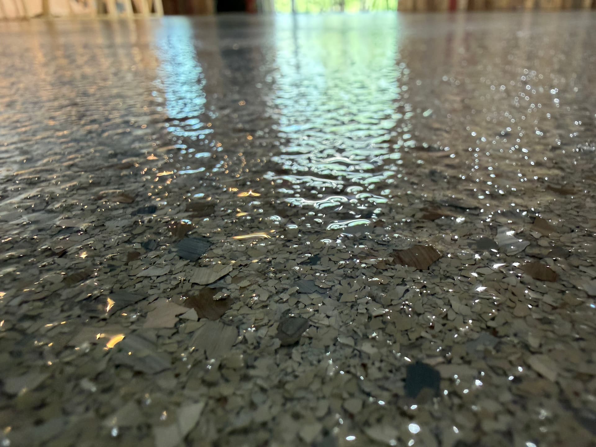 Gallery photos for Full Flake Epoxy Garage Floor with Semi-Polished Bar Top: Image #3