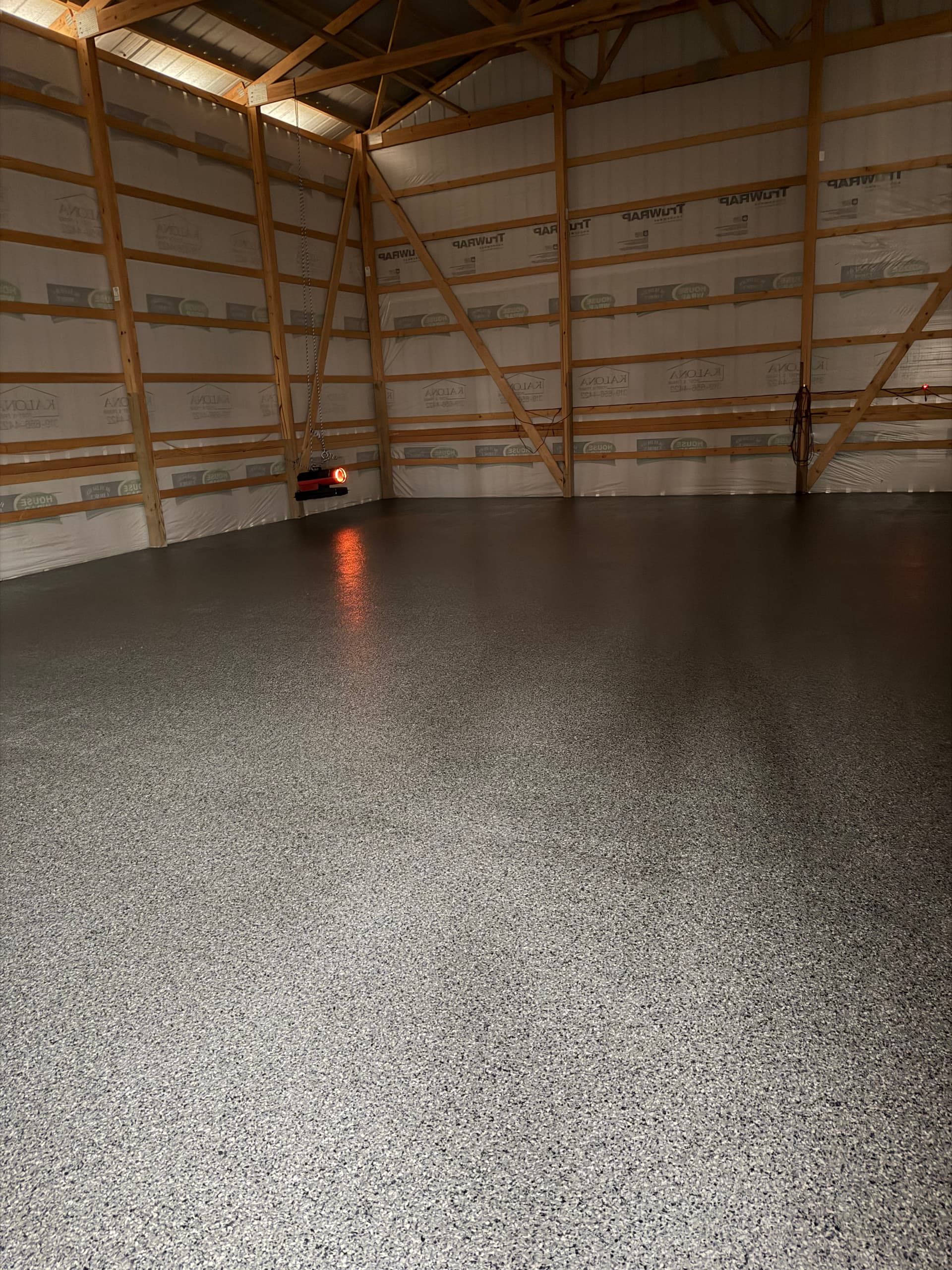 Gallery photos for Flake Epoxy Flooring Installed in a Pole Barn: Image #1