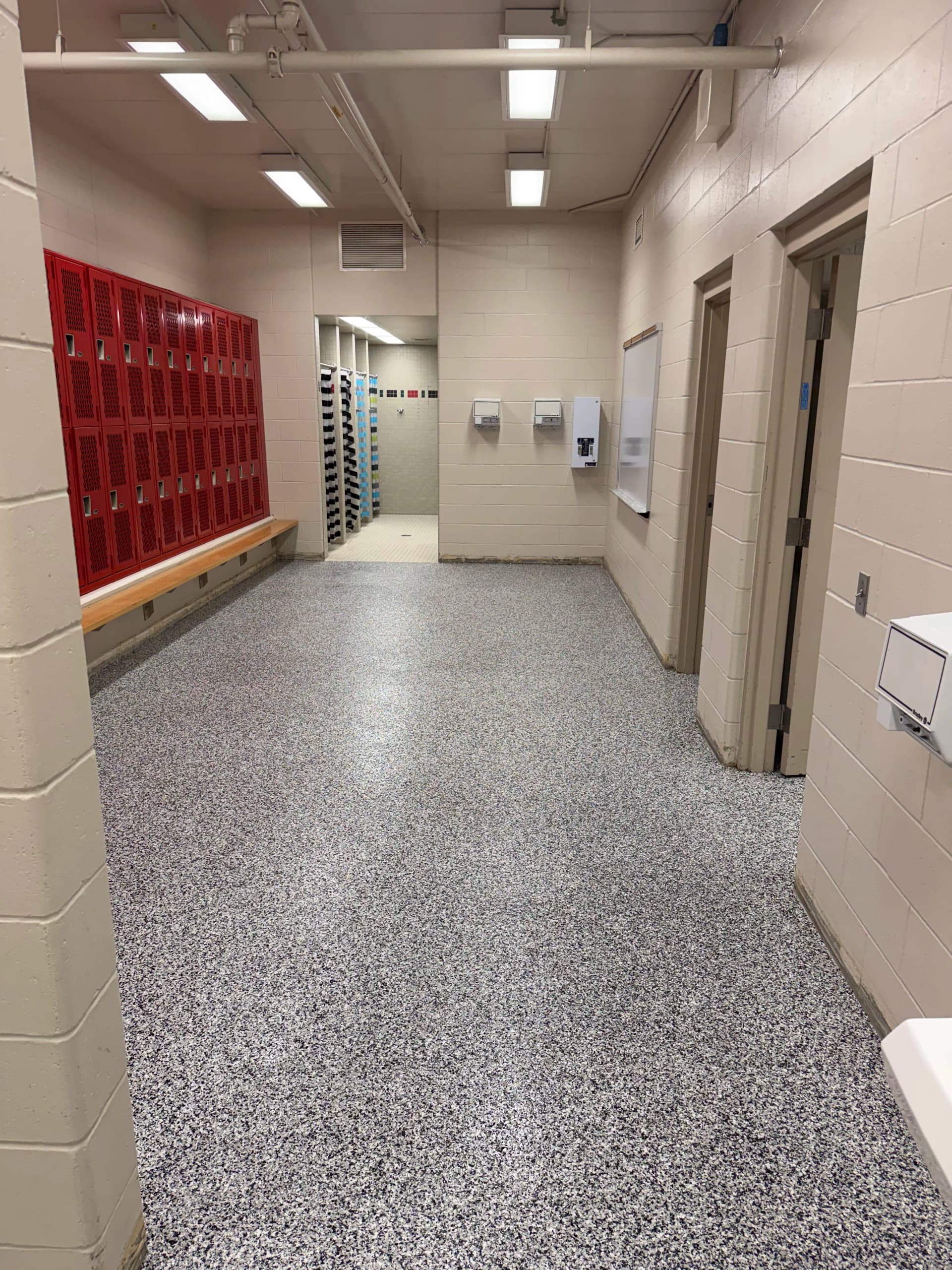 Gallery photos for Monticello High School Locker Rooms Get a Heavy-Duty Flake Floor: Image #4