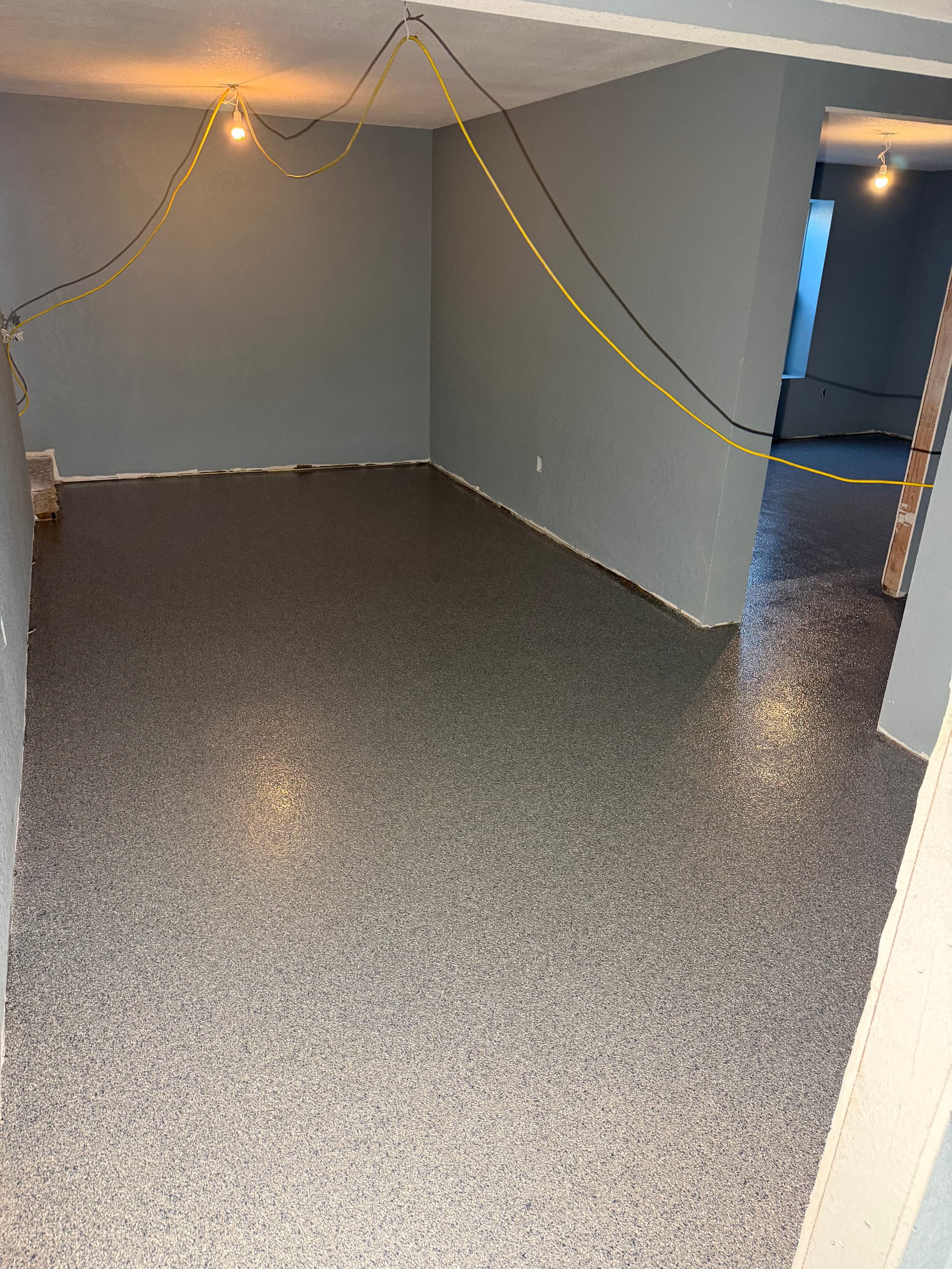 Gallery photos for Stone Wash Flake Floor System with Epoxy and Polyaspartic Top Coat: Image #1